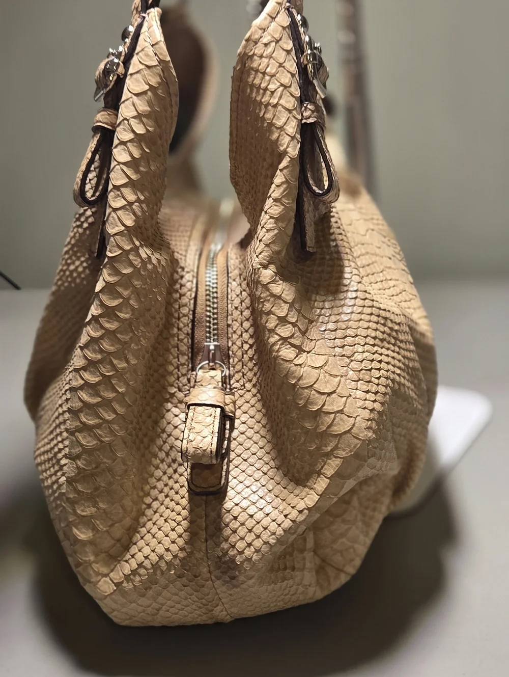 Coach Luxe Python Snakeskin Embossed Leather Maggie Madison Hobo Bag NEW • Rare - Picture 6 of 16